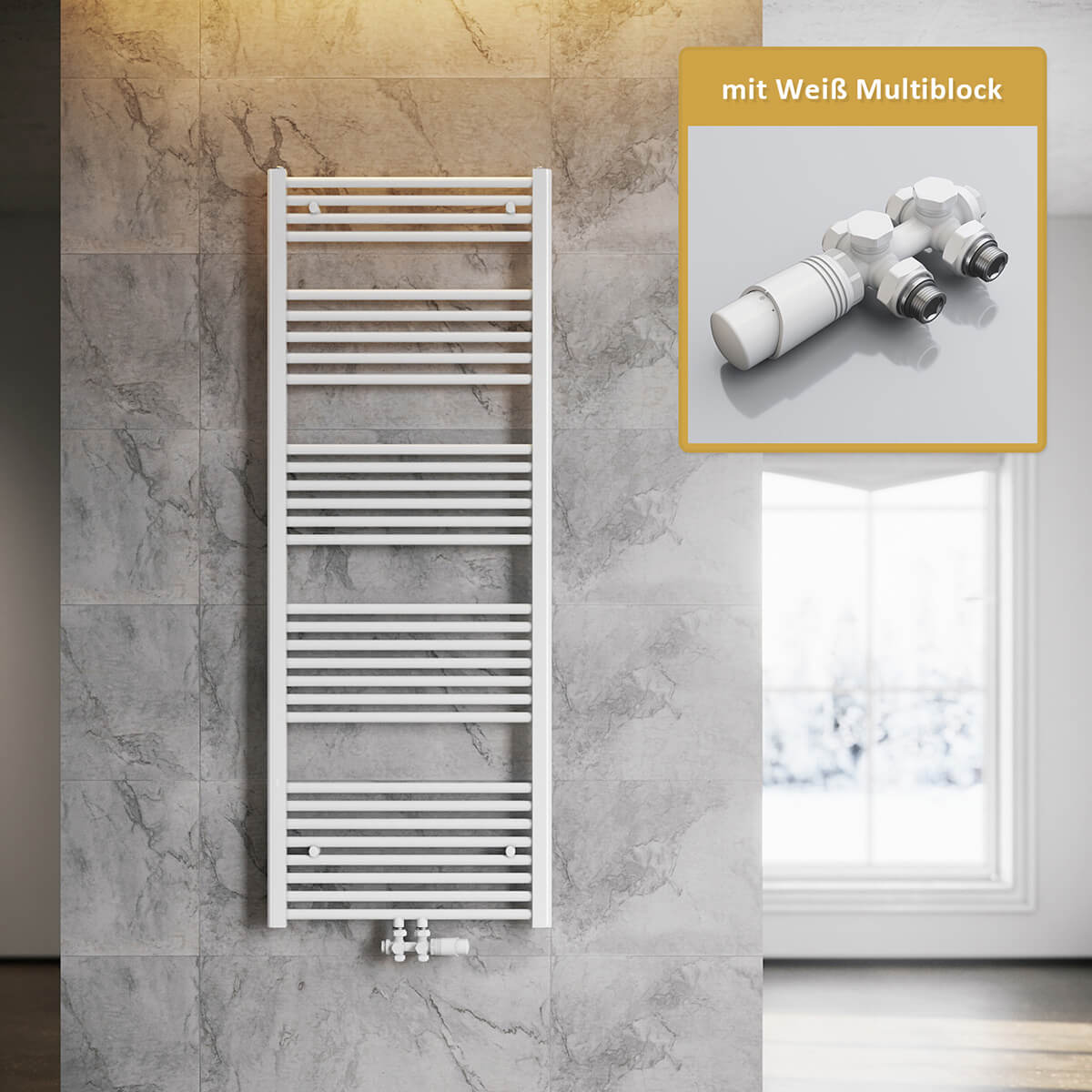 SONNI Badheizkörper Heizkörper Handtuchtrockner Handtuchwärmer 1600*600mm Weiß ohne/mit Mutiblock