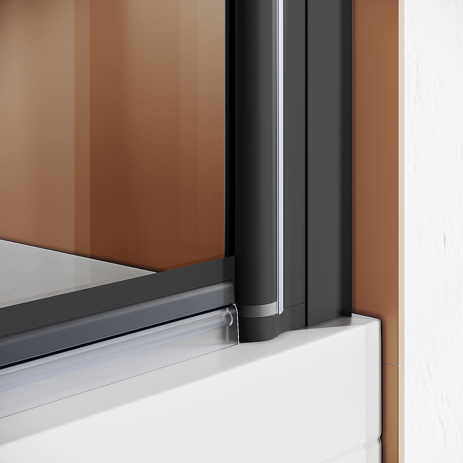 SONNI Duschwand für Badewanne mit Schwarzem Gitterdesign NANO-GLAS Badewannenaufsatz faltbar Duschabtrennung Badewanne 80x140 cm(BxH)