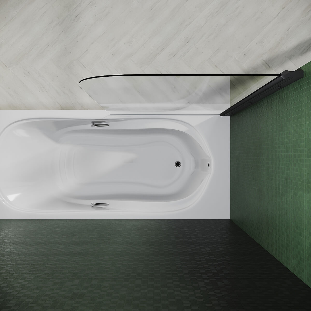 SONNI Duschwand für Badewanne Schwarz NANO-GLAS Badewannenaufsatz faltbar 80x140 cm(BxH) Duschabtrennung Badewanne