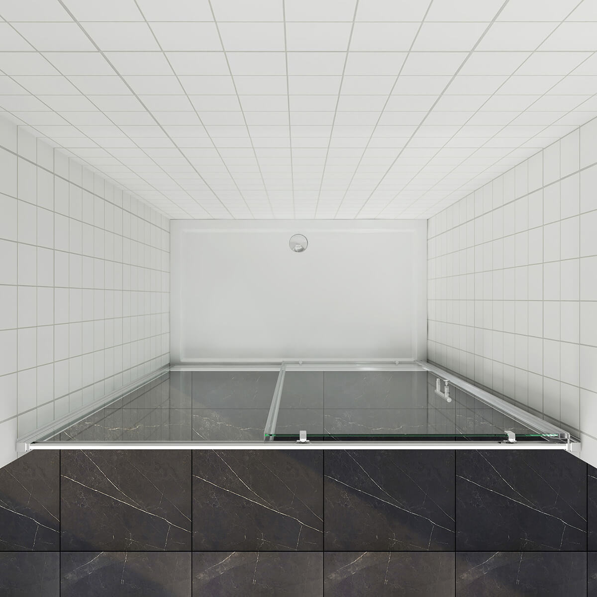 SONNI Dusche Nischentür Schiebetür mit Rahmen ESG Glastür 100-170cm Höhe 185cm