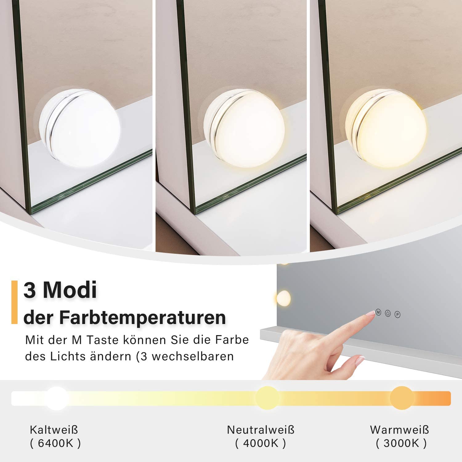 SONNI Hollywood Spiegel Schminkspiegel mit Beleuchtung Kosmetikspiegel Dimmbar