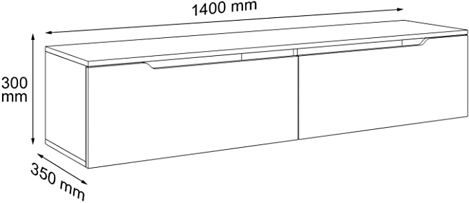 SONNI TV Schrank Weiss Hochglanz Griffloses Design TV Board mit LED-Beleuchtung Lowboard Fernseherschank 140x35x30cm für Ihr Wohnzimmer
