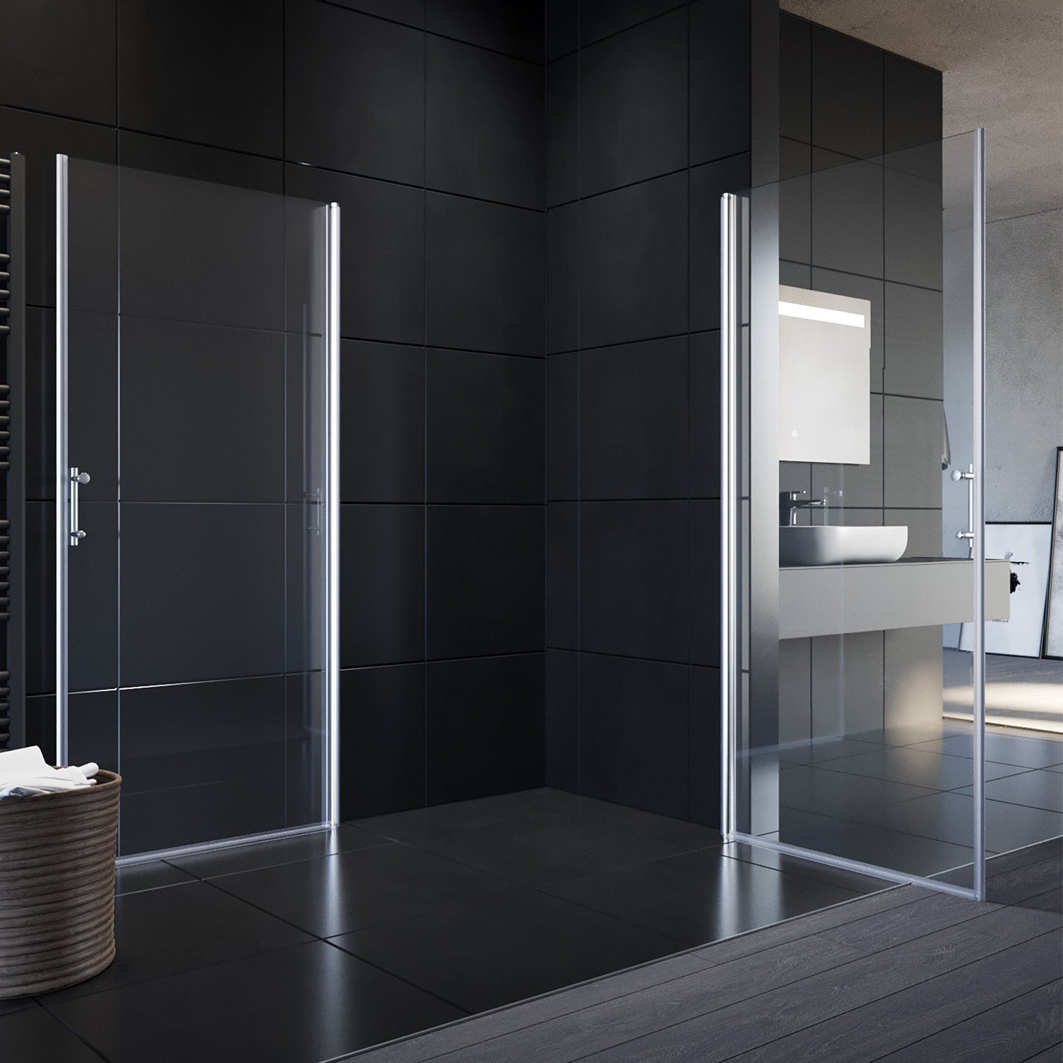 Duschkabine Eckeinstieg Pendeltür Dusche ESG Glas mit NANO Qradratisch Höhe 185cm