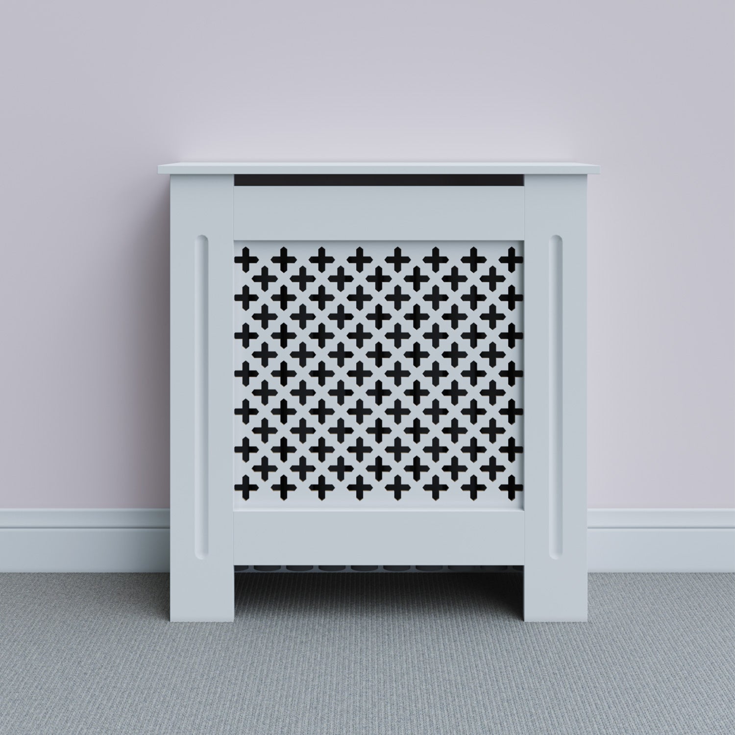 SONNI Heizkörperverkleidung Abdeckung Heizungsverkleidung weiß mit Kreuzgitter für Wohnzimmer Flur Diele B780 x T190 x H820 mm
