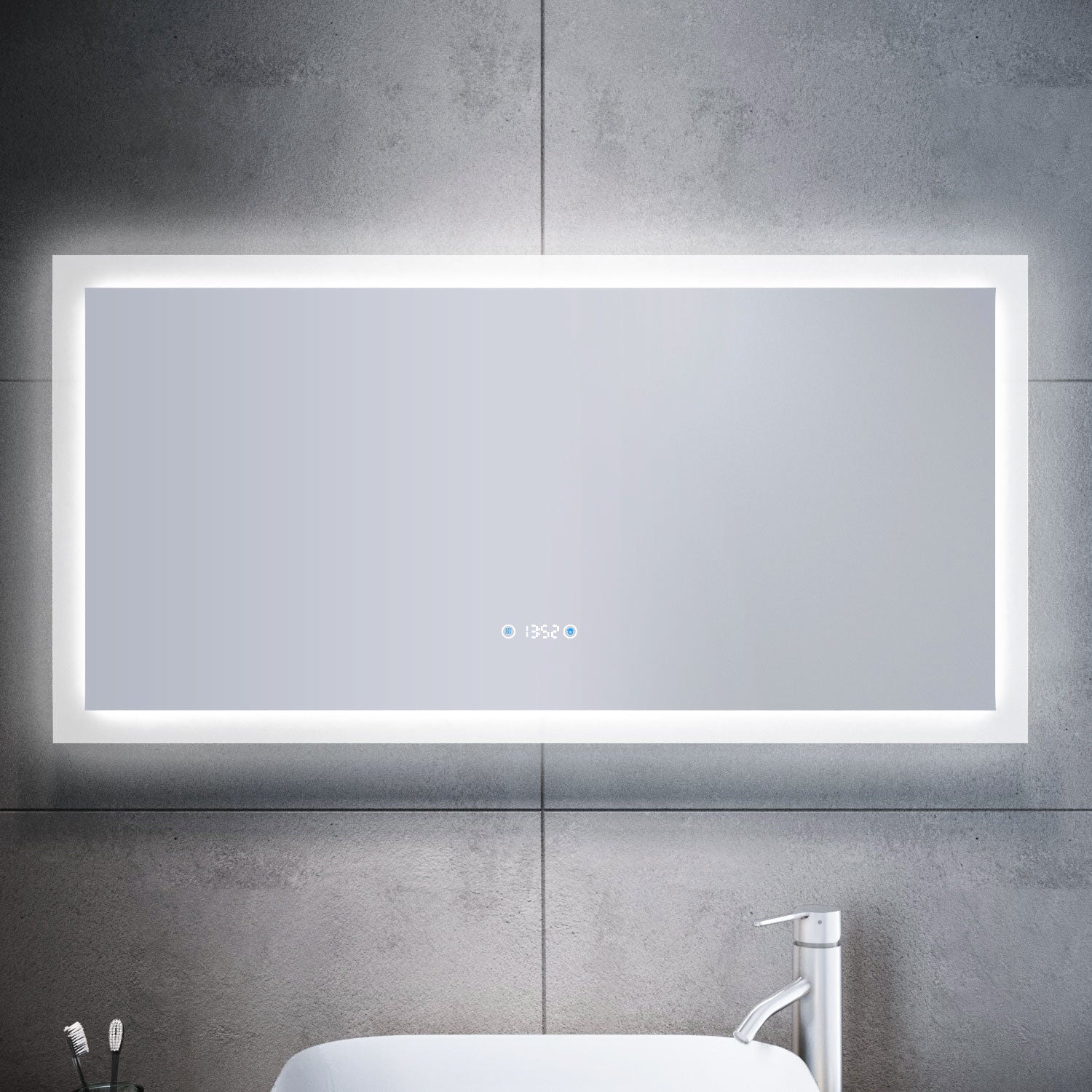 SONNI Badspiegel mit Beleuchtung 120x60cm, LED Wandspiegel Badezimmers