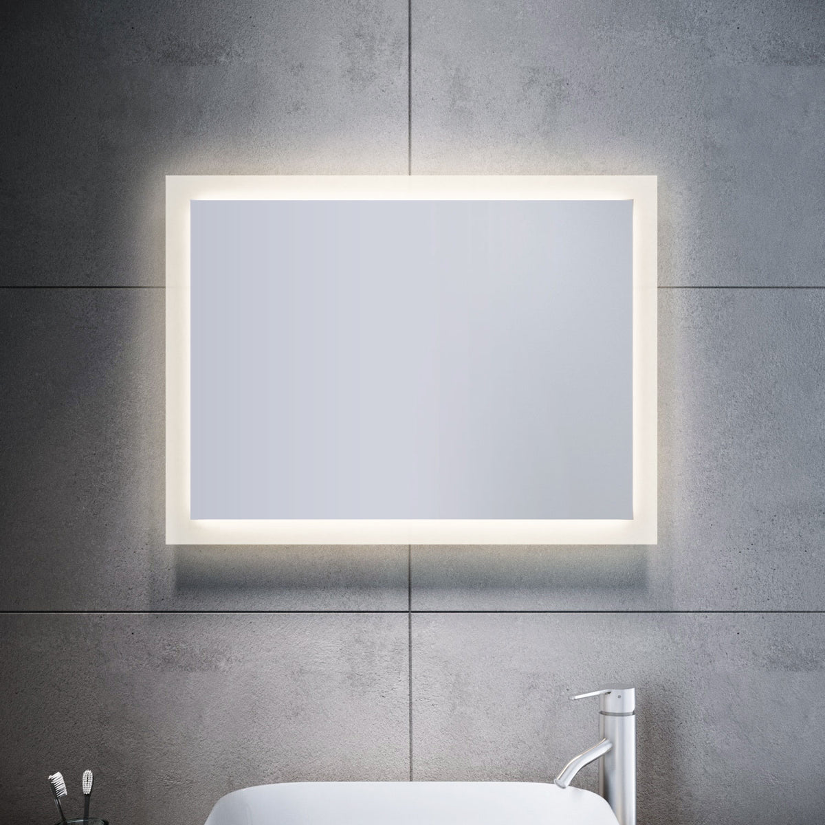SONNI Badspiegel mit LED Beleuchtung Badezimmerspiegel Wandspiegel Lichtspiegel 80x60cm
