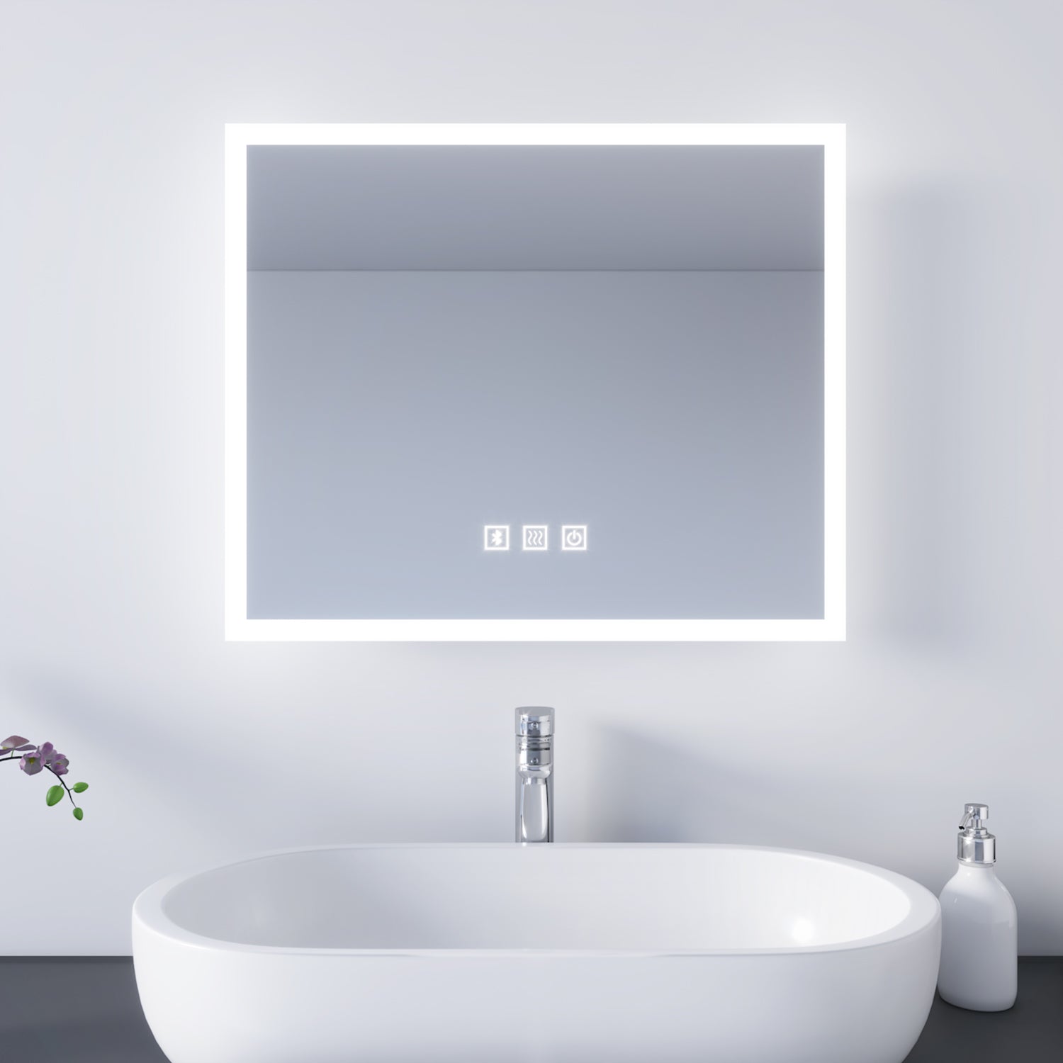 sonni badezimmer led spiegel badspiegel mit beleuchtung sound spiegel  bluetooth touchschalter 60x50cm gtbm011