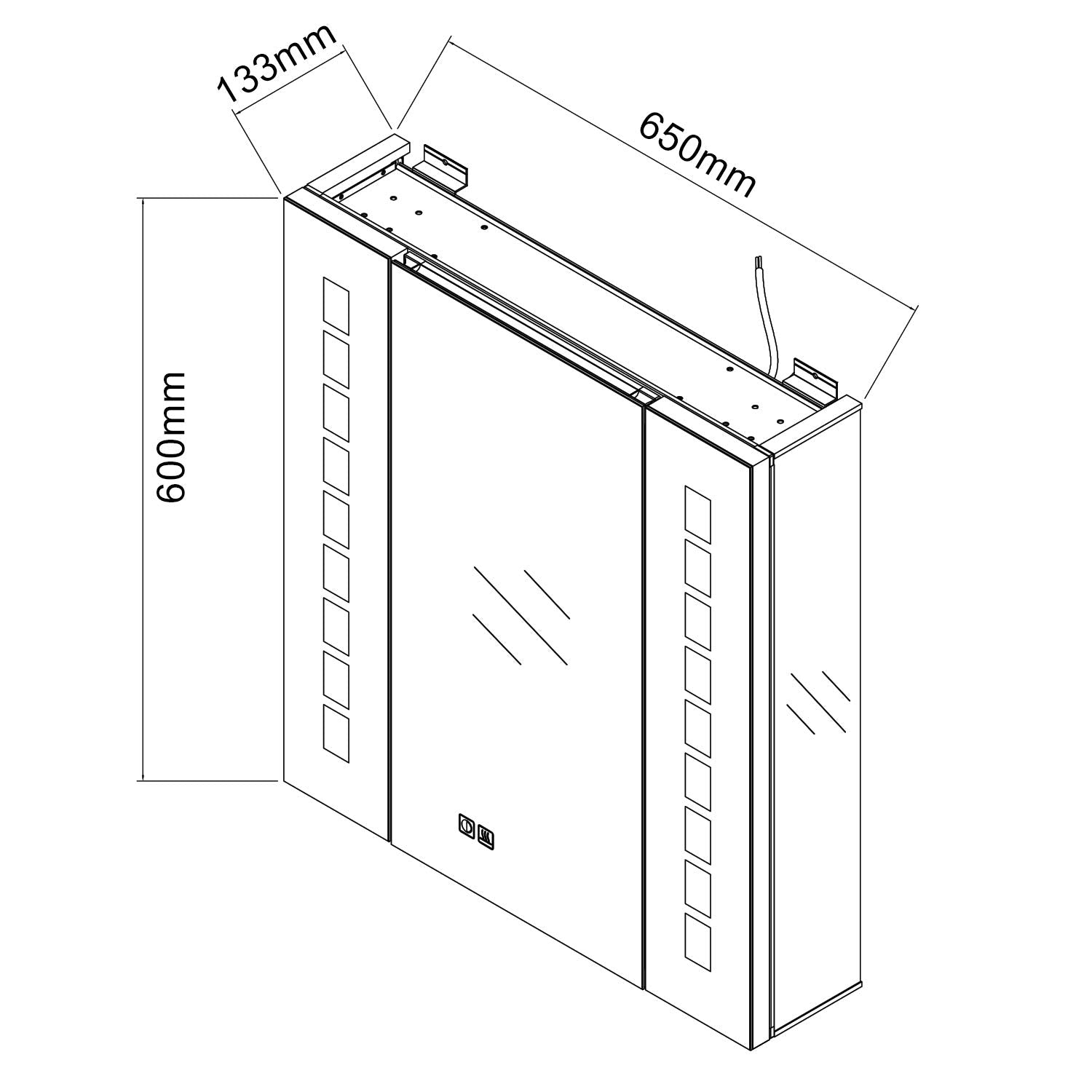 SONNI Spiegelschrank mit Beleuchtung, Aluminium beschlagfrei Spiegelschrank Bad mit Beleuchtung und Steckdose, Badezimmer-spiegelschrank mit Touch Schalter Kabelloses Scharnier Design 60 × 65cm