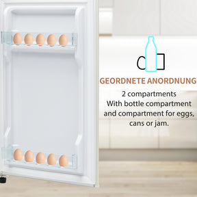 SONNI Retro Kühlschrank Kühl Gefrier Kombination mit 2 Türen, 92 Liter Gesamtvolumen 28 Liter Gefriervolumen LED Licht Glasregale Türregale 105.5 x 41 cm