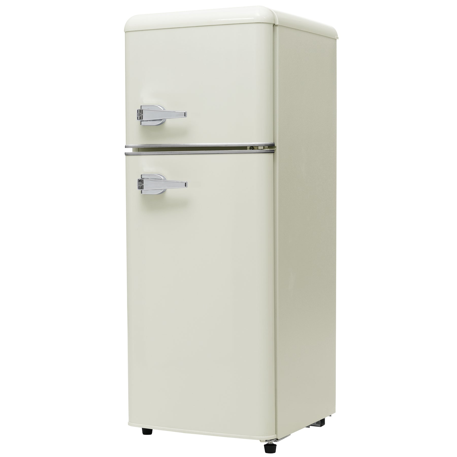 SONNI Retro Kühlschrank Kühl Gefrier Kombination mit 2 Türen, 92 Liter Gesamtvolumen 28 Liter Gefriervolumen LED Licht Glasregale Türregale 105.5 x 41 cm
