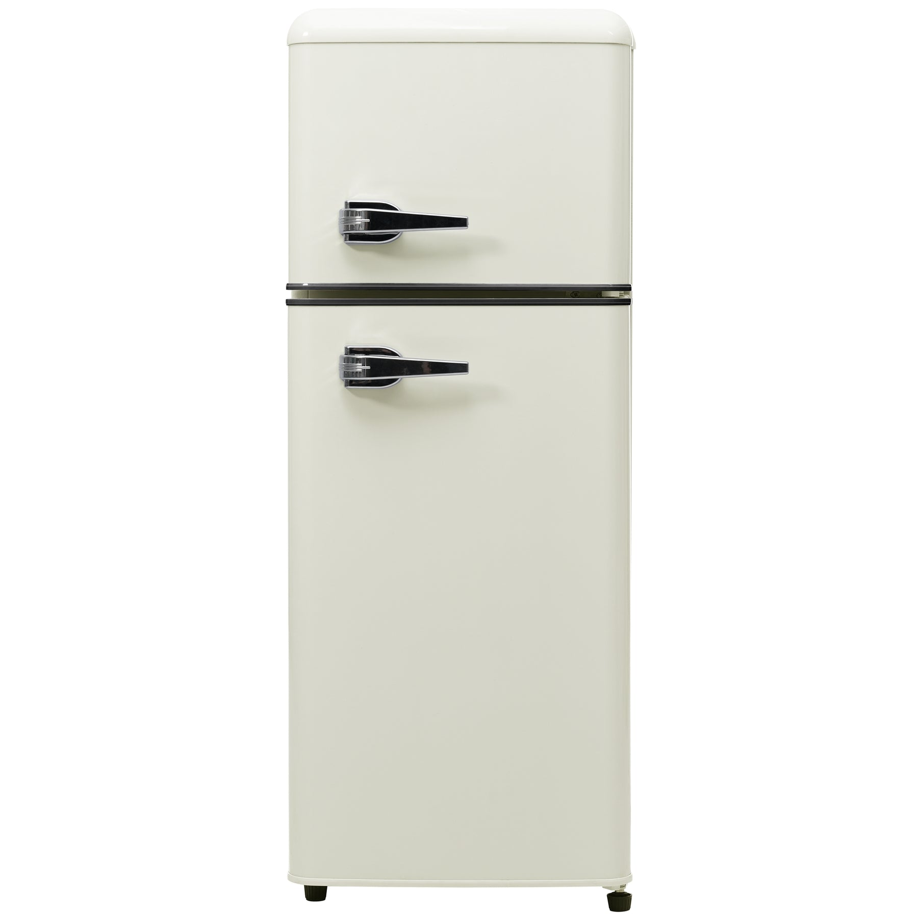 SONNI Retro Kühlschrank Kühl Gefrier Kombination mit 2 Türen, 92 Liter Gesamtvolumen 28 Liter Gefriervolumen LED Licht Glasregale Türregale 105.5 x 41 cm