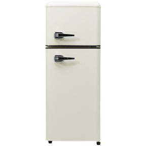 SONNI Retro Kühlschrank Kühl Gefrier Kombination mit 2 Türen, 92 Liter Gesamtvolumen 28 Liter Gefriervolumen LED Licht Glasregale Türregale 105.5 x 41 cm