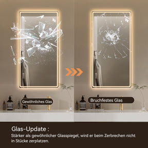 SONNI LED Badezimmerspiegel 60×120 cm, rahmenlos, Frontlicht matt, Anti-Beschlag, 3 Lichtfarben, dimmbar, Memory, horizontal & vertikal, IP44 wasserdicht