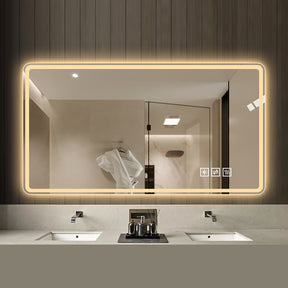 SONNI LED Badezimmerspiegel 60×120 cm, rahmenlos, Frontlicht matt, Anti-Beschlag, 3 Lichtfarben, dimmbar, Memory, horizontal & vertikal, IP44 wasserdicht