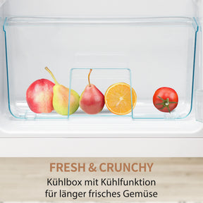 SONNI Retro Kühlschrank Kühl Gefrier Kombination mit 2 Türen, 92 Liter Gesamtvolumen 28 Liter Gefriervolumen LED Licht Glasregale Türregale 105.5 x 41 cm