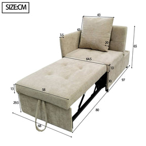 SONNI Schlafsofa mit Schlaffunktion, 3 in 1 Polsterbett, Leinenstoffsofa mit verstellbarer Rückenlehne und Kissen, Liegesofa für Gästezimmer und Home-Office, 177 x 68 x 65 cm