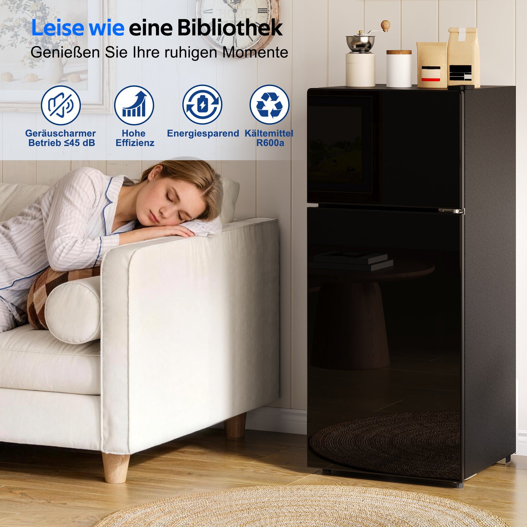 SONNI Minikühlschrank mit Gefrierfach, 92 L Kühlvolumen 28 L Gefrierfach Glastür LED Beleuchtung Temperaturregelung Glasablagen