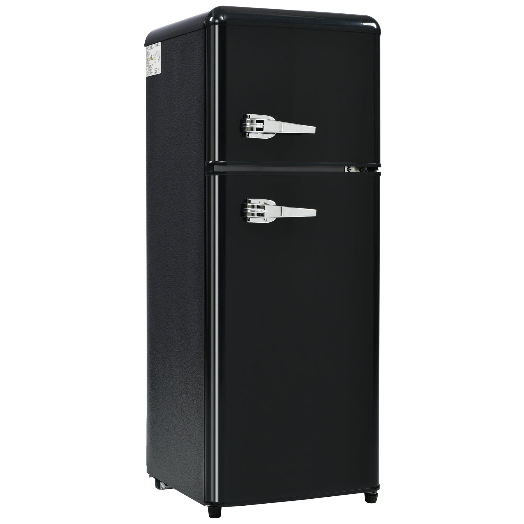 SONNI Retro Kühlschrank Kühl Gefrier Kombination mit 2 Türen, 92 Liter Gesamtvolumen 28 Liter Gefriervolumen LED Licht Glasregale Türregale 105.5 x 41 cm
