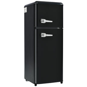 SONNI Retro Kühlschrank Kühl Gefrier Kombination mit 2 Türen, 92 Liter Gesamtvolumen 28 Liter Gefriervolumen LED Licht Glasregale Türregale 105.5 x 41 cm