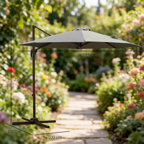 SONNI Cantilever Sonnenschirm 360° drehbar mit Neigefunktion, großer achteckiger Garten- & Poolschirm, Aluminium & Polyester,  2,95 x 2,5 m, Dunkelgrau