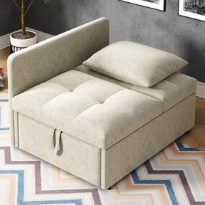 SONNI Schlafsofa mit Schlaffunktion, 3 in 1 Polsterbett, Leinenstoffsofa mit verstellbarer Rückenlehne und Kissen, Liegesofa für Gästezimmer und Home-Office, 177 x 68 x 65 cm