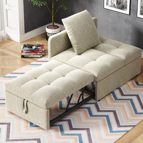 SONNI Schlafsofa mit Schlaffunktion, 3 in 1 Polsterbett, Leinenstoffsofa mit verstellbarer Rückenlehne und Kissen, Liegesofa für Gästezimmer und Home-Office, 177 x 68 x 65 cm