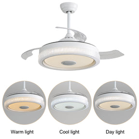 SONNI 42 Zoll Deckenventilator mit LED-Beleuchtung, 3 Farbtemperaturstufen + RGB, 3 ABS-Flügeln, DC-Motor