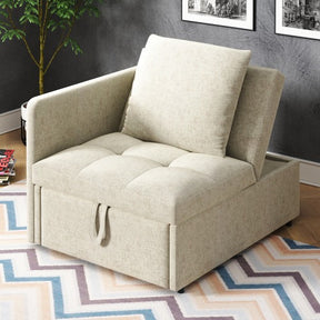 SONNI Schlafsofa mit Schlaffunktion, 3 in 1 Polsterbett, Leinenstoffsofa mit verstellbarer Rückenlehne und Kissen, Liegesofa für Gästezimmer und Home-Office, 177 x 68 x 65 cm