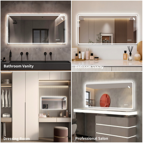 SONNI LED Badezimmerspiegel 60×120 cm, rahmenlos, Frontlicht matt, Anti-Beschlag, 3 Lichtfarben, dimmbar, Memory, horizontal & vertikal, IP44 wasserdicht