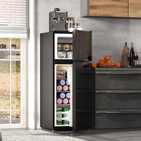 SONNI Minikühlschrank mit Gefrierfach, 92 L Kühlvolumen 28 L Gefrierfach Glastür LED Beleuchtung Temperaturregelung Glasablagen