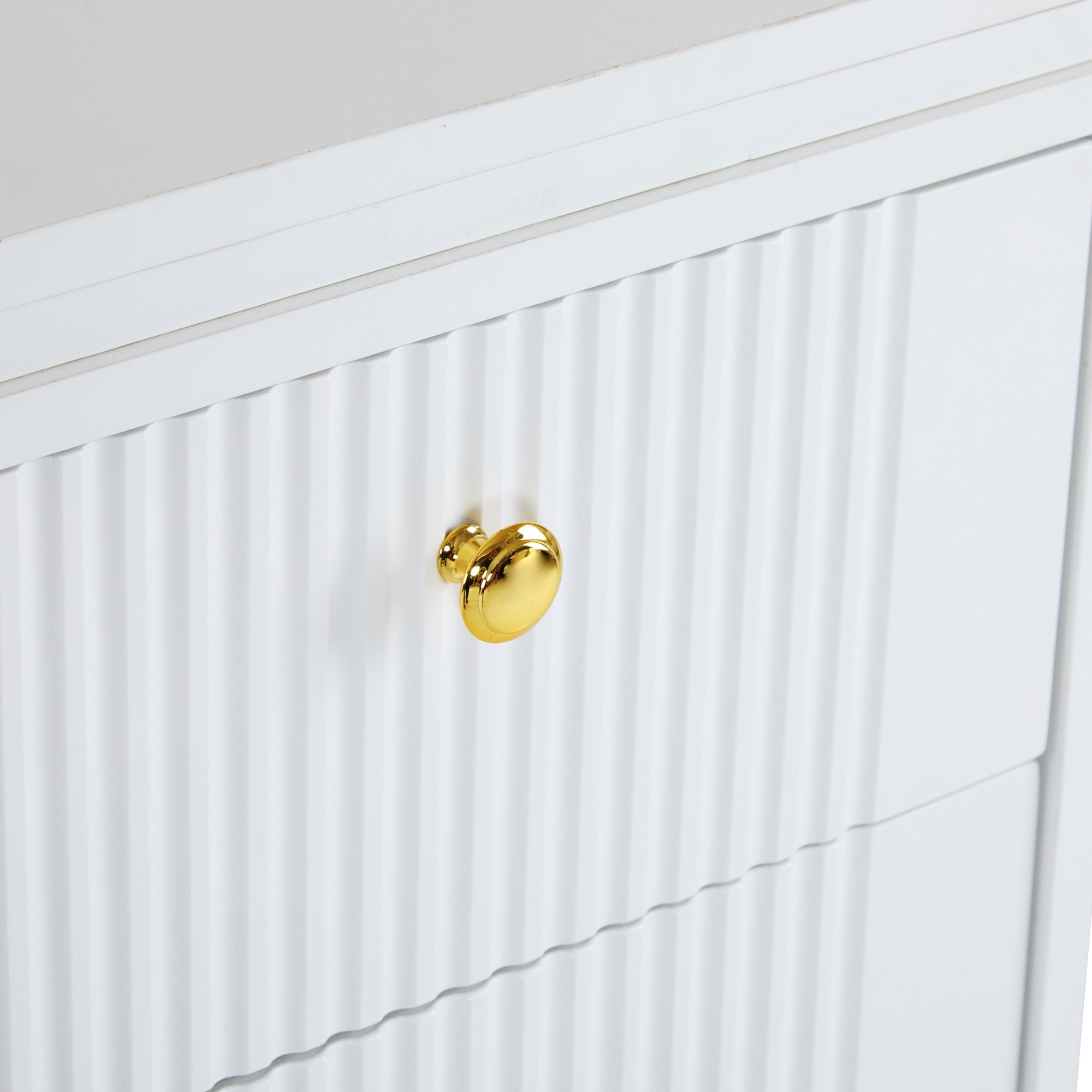 SONNI Buffetschrank Weiß mit ausziehbarer Tischplatte, drehbarer Arbeitsfläche, Glasschiebetüren, Wellenmuster, verstellbarem Stauraum und goldenen Metallbeinen, Sideboard für Küche und Esszimmer, 122x40x82cm