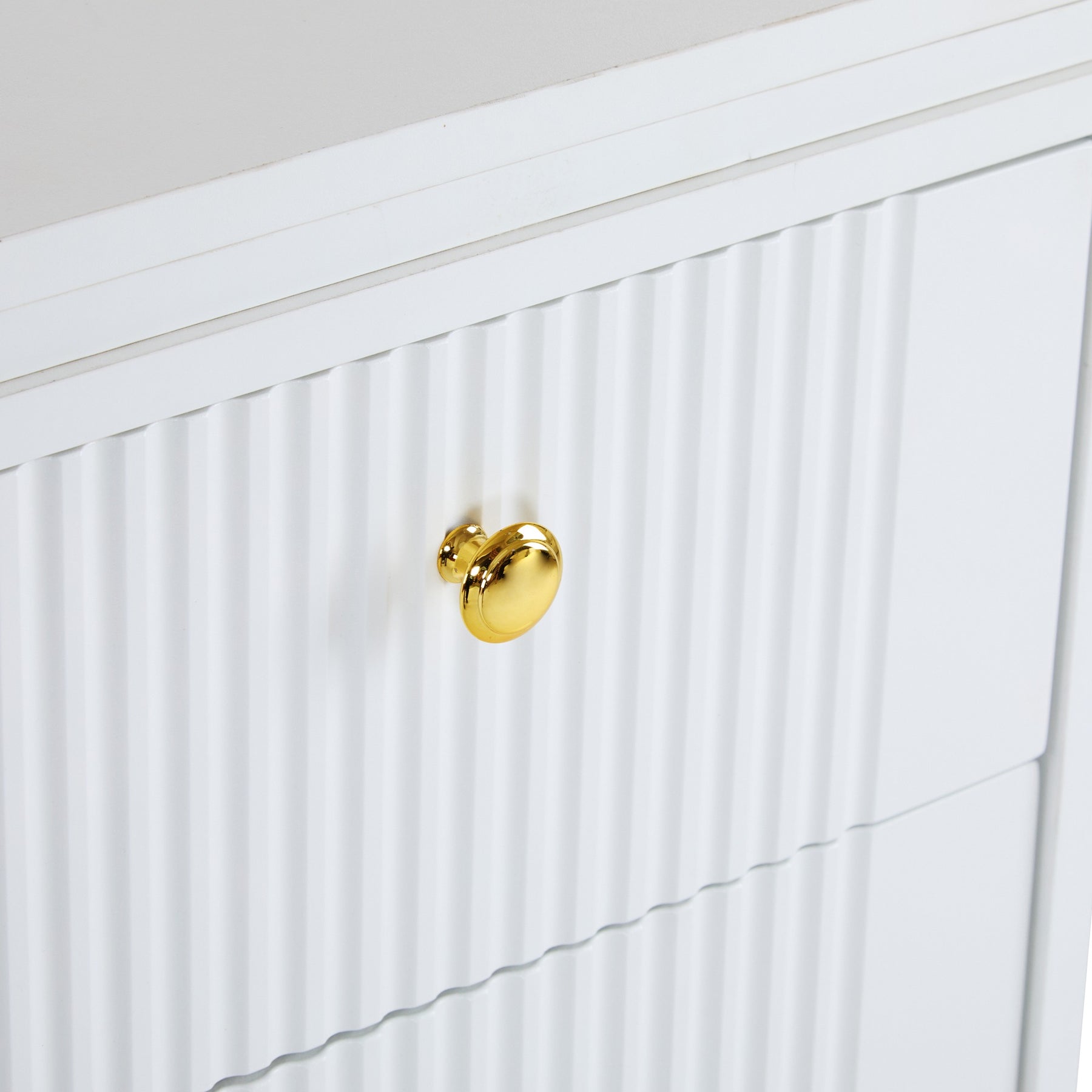 SONNI Buffetschrank Weiß mit ausziehbarer Tischplatte, drehbarer Arbeitsfläche, Glasschiebetüren, Wellenmuster, verstellbarem Stauraum und goldenen Metallbeinen, Sideboard für Küche und Esszimmer, 122x40x82cm