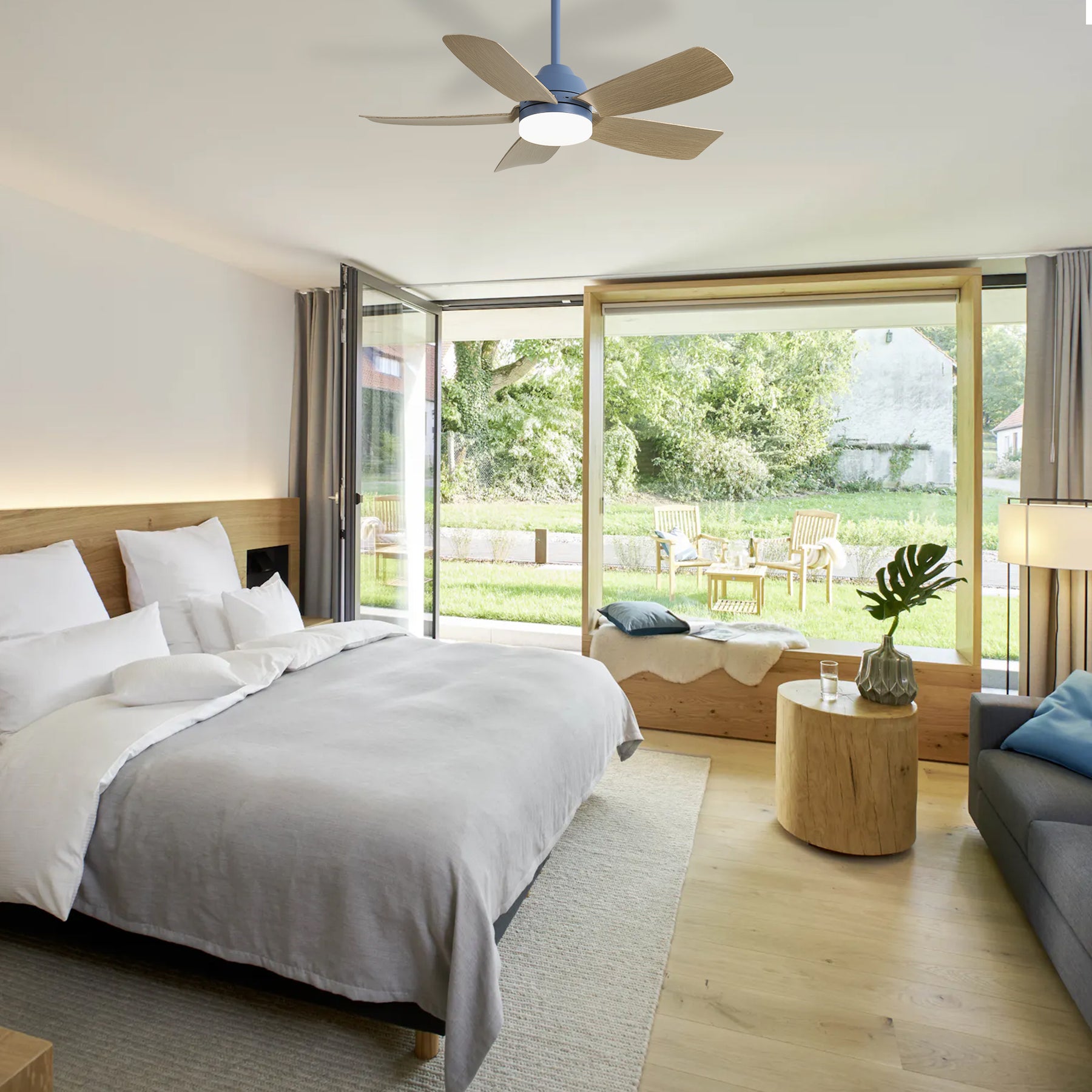 SONNI Deckenventilator 42 Zoll mit LED Beleuchtung und Fernbedienung, 22 W LED Licht 5 ABS Flügel