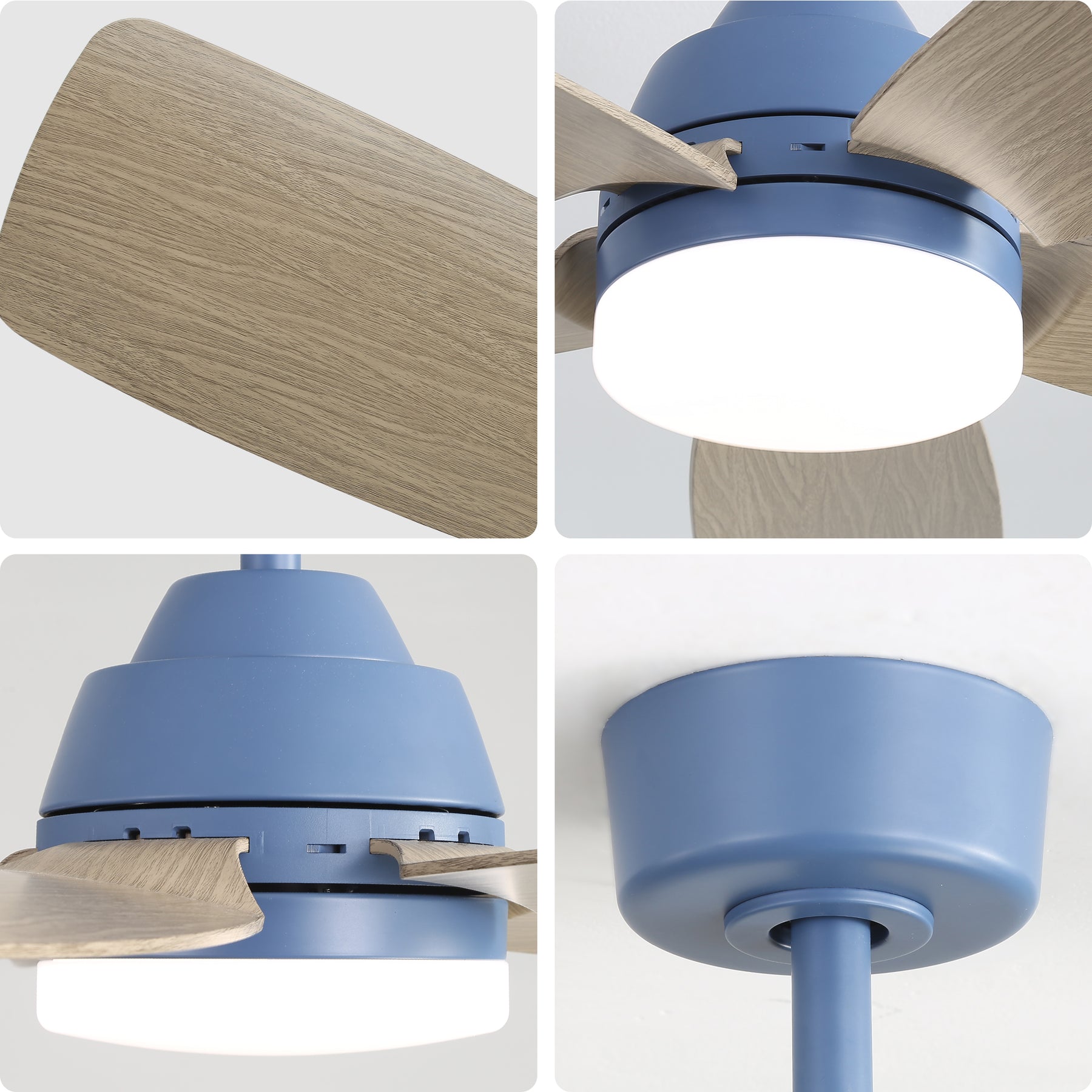 SONNI Deckenventilator 42 Zoll mit LED Beleuchtung und Fernbedienung, 22 W LED Licht 5 ABS Flügel