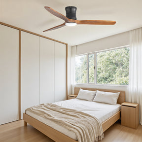 SONNI Deckenventilator mit Beleuchtung und Fernbedienung, 132 cm moderner Ventilator mit 3 Massivholzflügeln, leisem DC-Motor und 6 Geschwindigkeitsstufen