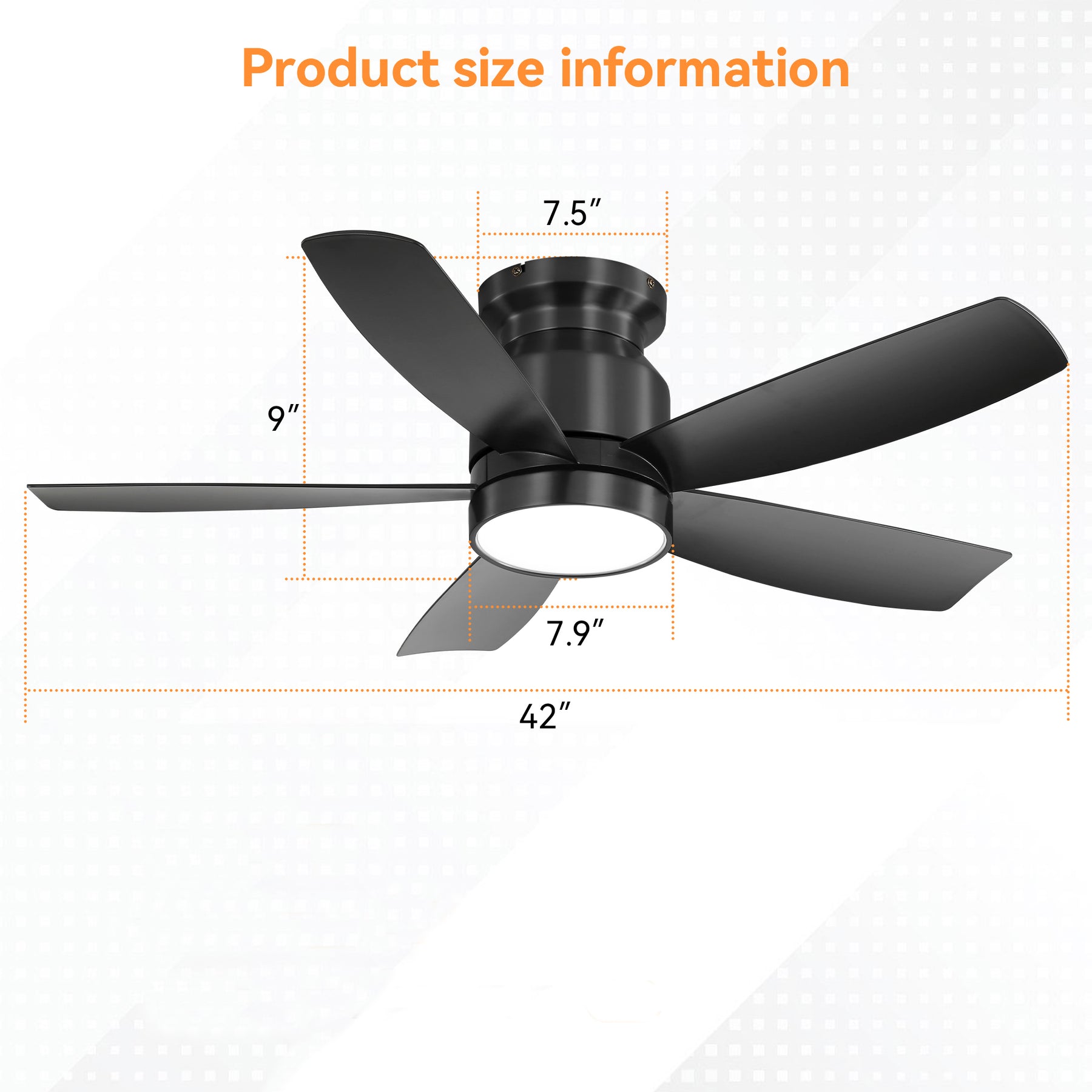 SONNI Deckenventilator 106 cm mit LED Beleuchtung und Fernbedienung, reversibler DC Motor 5 ABS Flügel 18 W LED Licht