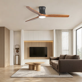SONNI Deckenventilator mit Beleuchtung und Fernbedienung, 132 cm moderner Ventilator mit 3 Massivholzflügeln, leisem DC-Motor und 6 Geschwindigkeitsstufen