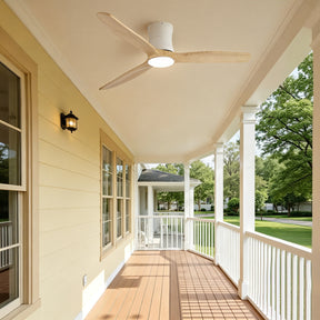 SONNI Deckenventilator mit Beleuchtung und Fernbedienung, 132 cm moderner Ventilator mit 3 Massivholzflügeln, leisem DC-Motor und 6 Geschwindigkeitsstufen