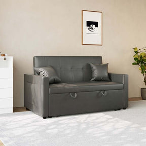SONNI Sofa 140x94cm mit schlaffunktion, modernen Klein Schlafsofa Dunkelgrau, Bettsofa 2 Sitzer mit Kissen, Rückenlehnenwinkel verstellbar Superfaser Kunstleder