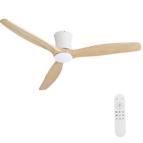 SONNI Deckenventilator mit Beleuchtung und Fernbedienung, 132 cm moderner Ventilator mit 3 Massivholzflügeln, leisem DC-Motor und 6 Geschwindigkeitsstufen