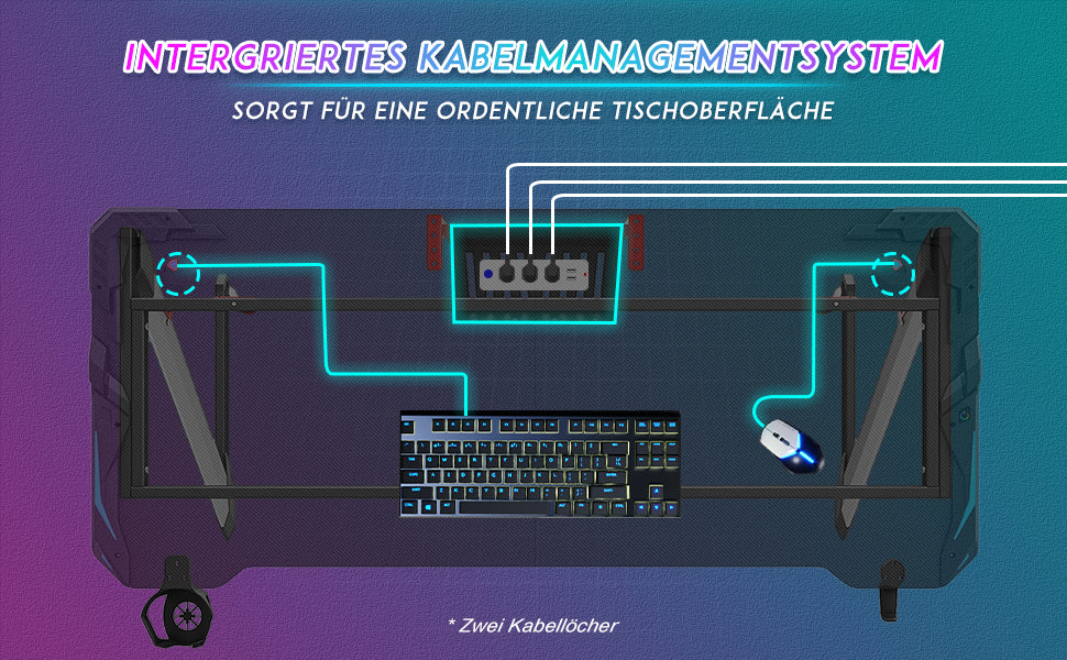 SONNI Gaming Schreibtisch mit LED 120cm Gaming Tisch RGB Gaming Schreibtisch Ergonomischer Tisch Gamer Tisch mit Getränkehalterung und Kopfhörerhaken Schwarz PC Tisch Klein