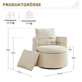 SONNI Drehsessel 360° drehbar mit Stauraum, moderner Chenille Polstersessel mit bequemem Rückenkissen, 72 x 66,5 x 76 cm