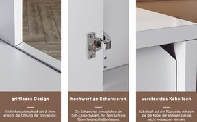 SONNI Kommode Sideboard mit LED Beleuchtung Weiß Hochglanz Wohnzimmermöbel Wohnzimmerschrank Standschrank