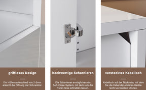 SONNI Sideboard Weiss Hochglanz Wohnzimmer, LED Kommode, Wohnzimmermöbel Wohnzimmerschrank Standschrank B116xH93xT35cm