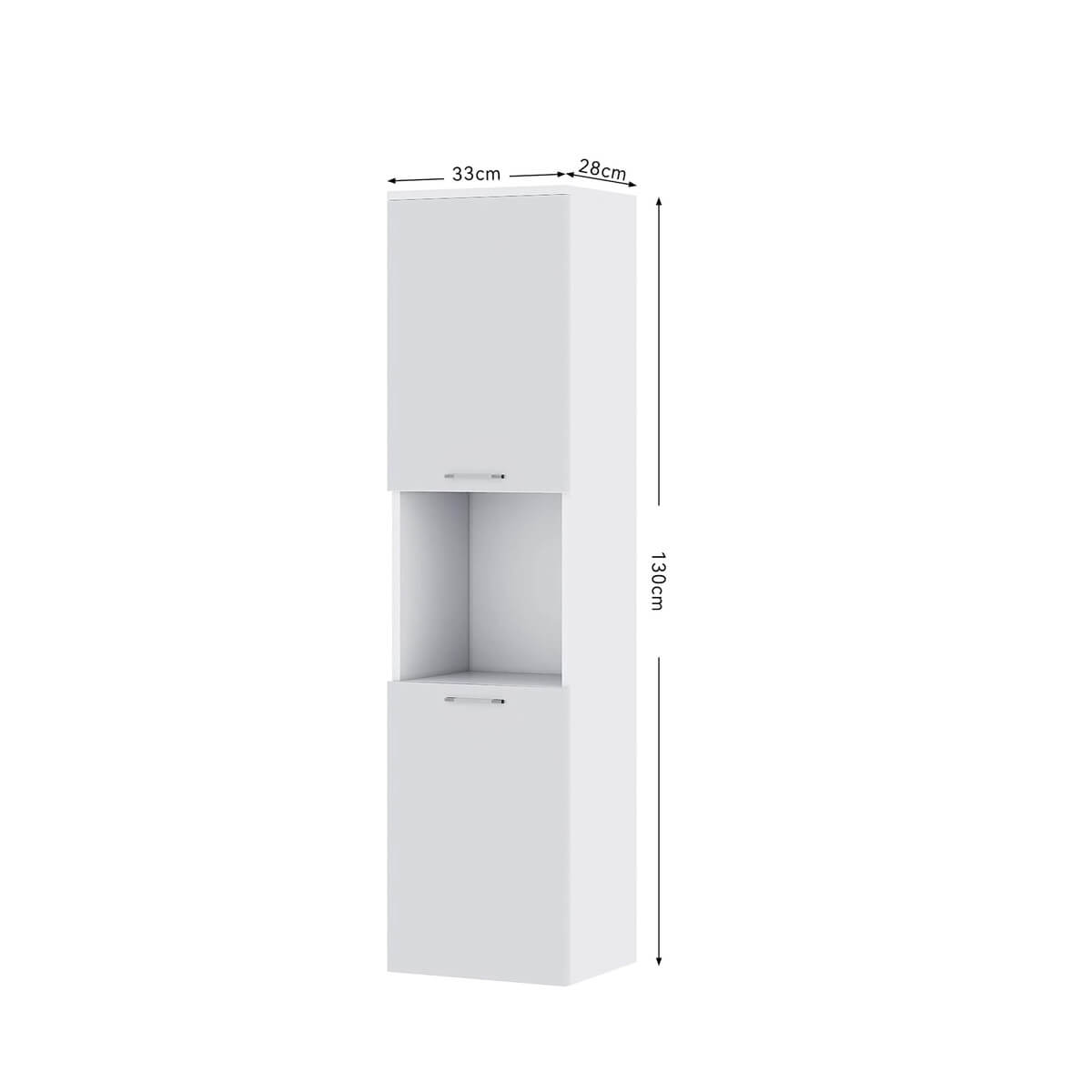 SONNI Badezimmerschrank Hochschrank Badezimmer Hochglanz Weiß mit 5 Ablagen Schmal offenen Zwischenböden 30cm Breit Hängend - Sonni Sanitär GmbH