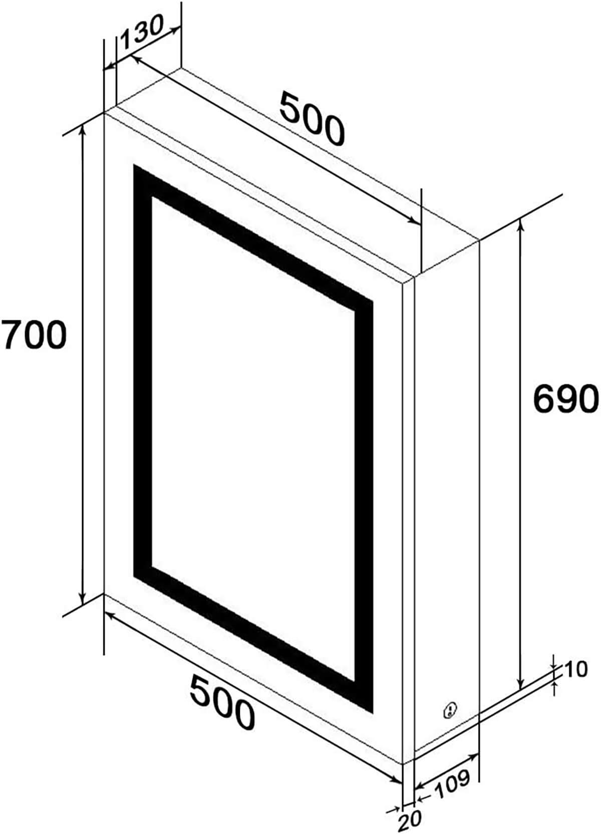 SONNI Badezimmer LED Spiegelschrank mit vollen LED-Lichtstreifen Kippschalter 50 x 70 x 13cm - Sonni Sanitär GmbH