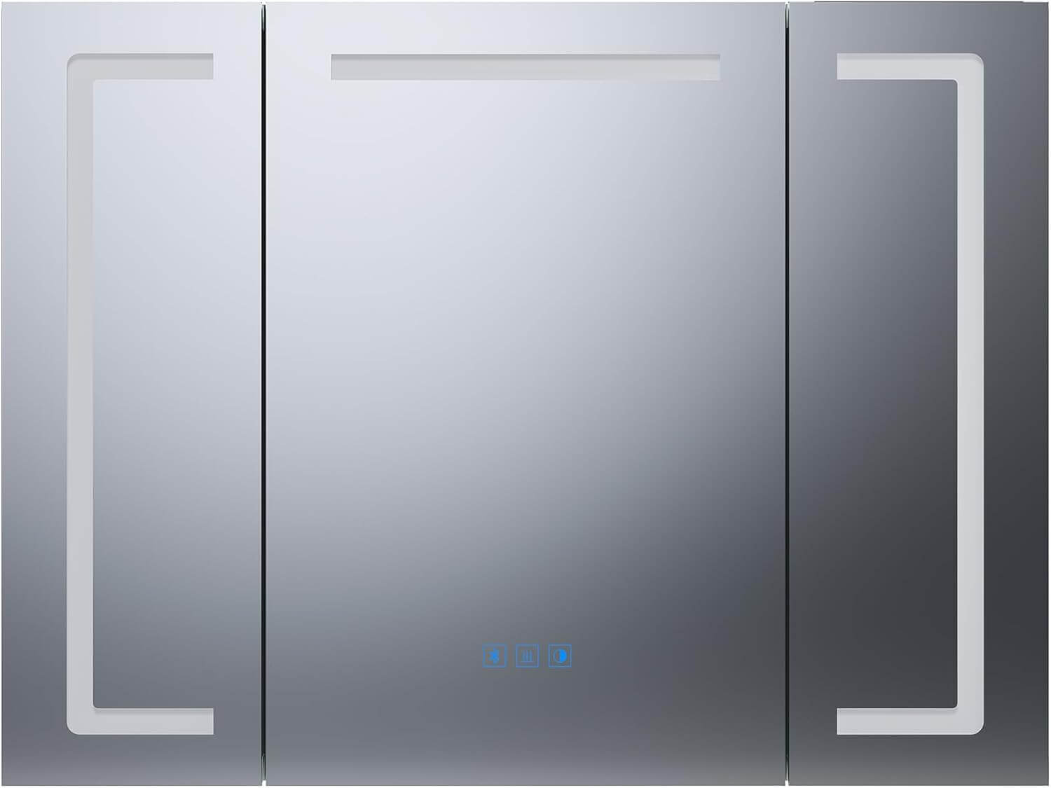 SONNI LED Spiegelschrank Bad mit Bluetooth 80x60 cm, 3 Türen Spiegelschrank mit Anti-Beschlag, Steckdose, 3 Lichtfarben, Dimmbar, Aluminum, IP44 Wasserciht - Sonni Sanitär GmbH