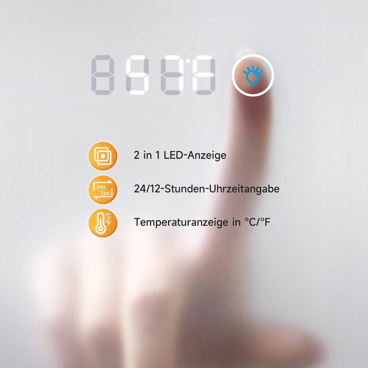 SONNI Badspiegel mit Beleuchtung und Uhr Temperaturanzeige, LED Badspiegel mit Touchschalter 120×60 cm