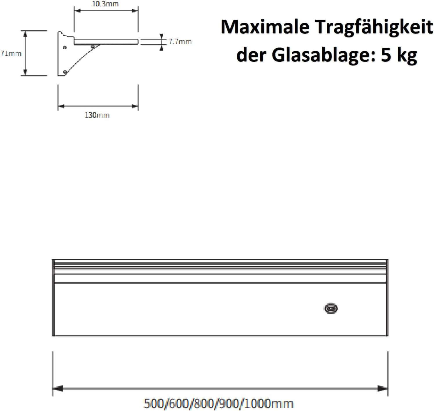 SONNI  LED Wandregale 50cm Glasboden Regal mit LED-Beleuchtung für Wohnzimmer, Bar, Eingang Lagerregal aus Aluminium und 8 mm abnehmbares Glas, 3 Farbe modi, sensorgesteuert - Sonni Sanitär GmbH