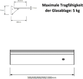 SONNI  LED Wandregale 50cm Glasboden Regal mit LED-Beleuchtung für Wohnzimmer, Bar, Eingang Lagerregal aus Aluminium und 8 mm abnehmbares Glas, 3 Farbe modi, sensorgesteuert - Sonni Sanitär GmbH